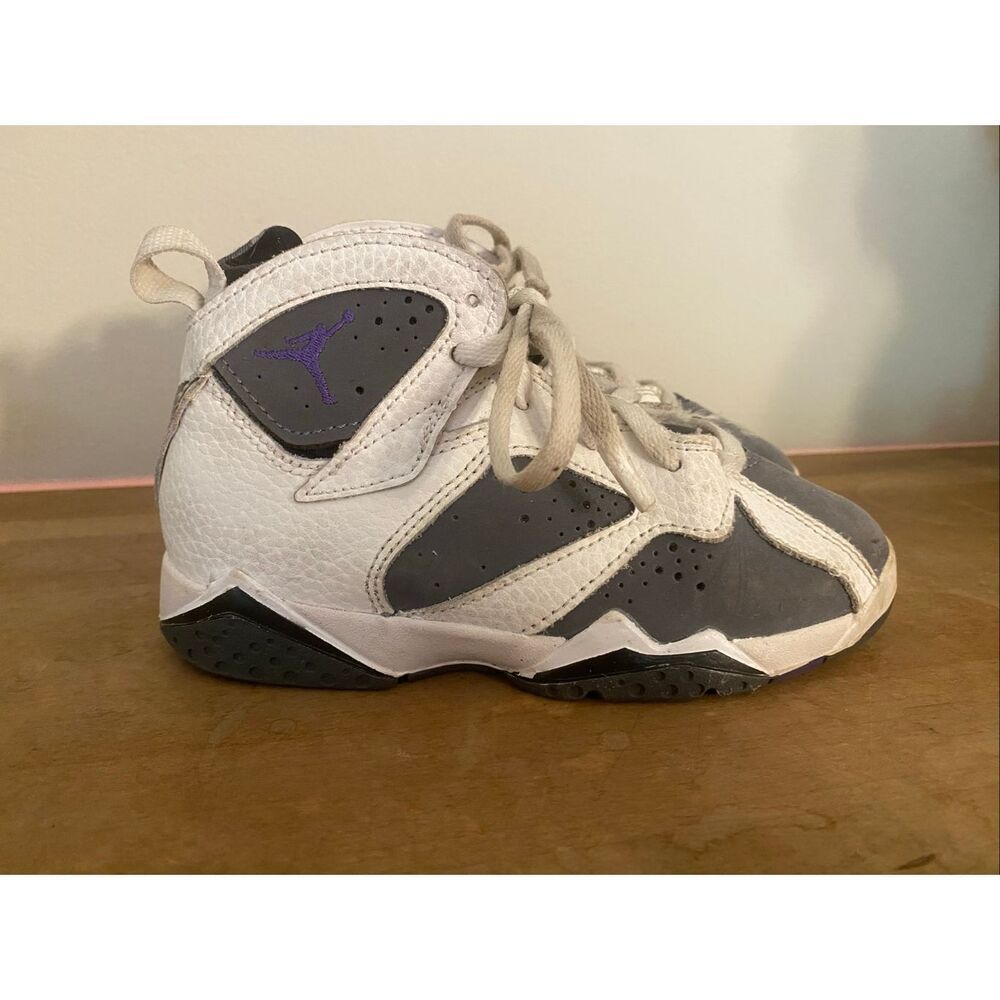 Jordan Nike 12C Air 7 Retro PS Flint purple white grey sneakers kids boys